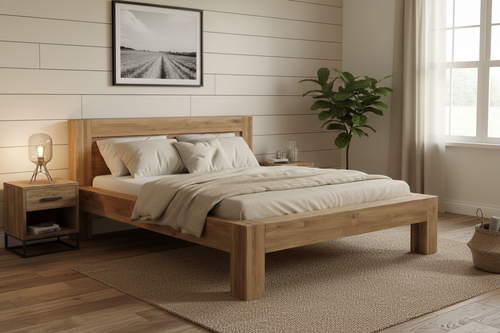 Massiv eg seng BONA i minimalistisk skandinavisk design