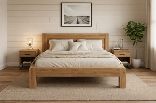 Massiv eg seng BONA i minimalistisk skandinavisk design