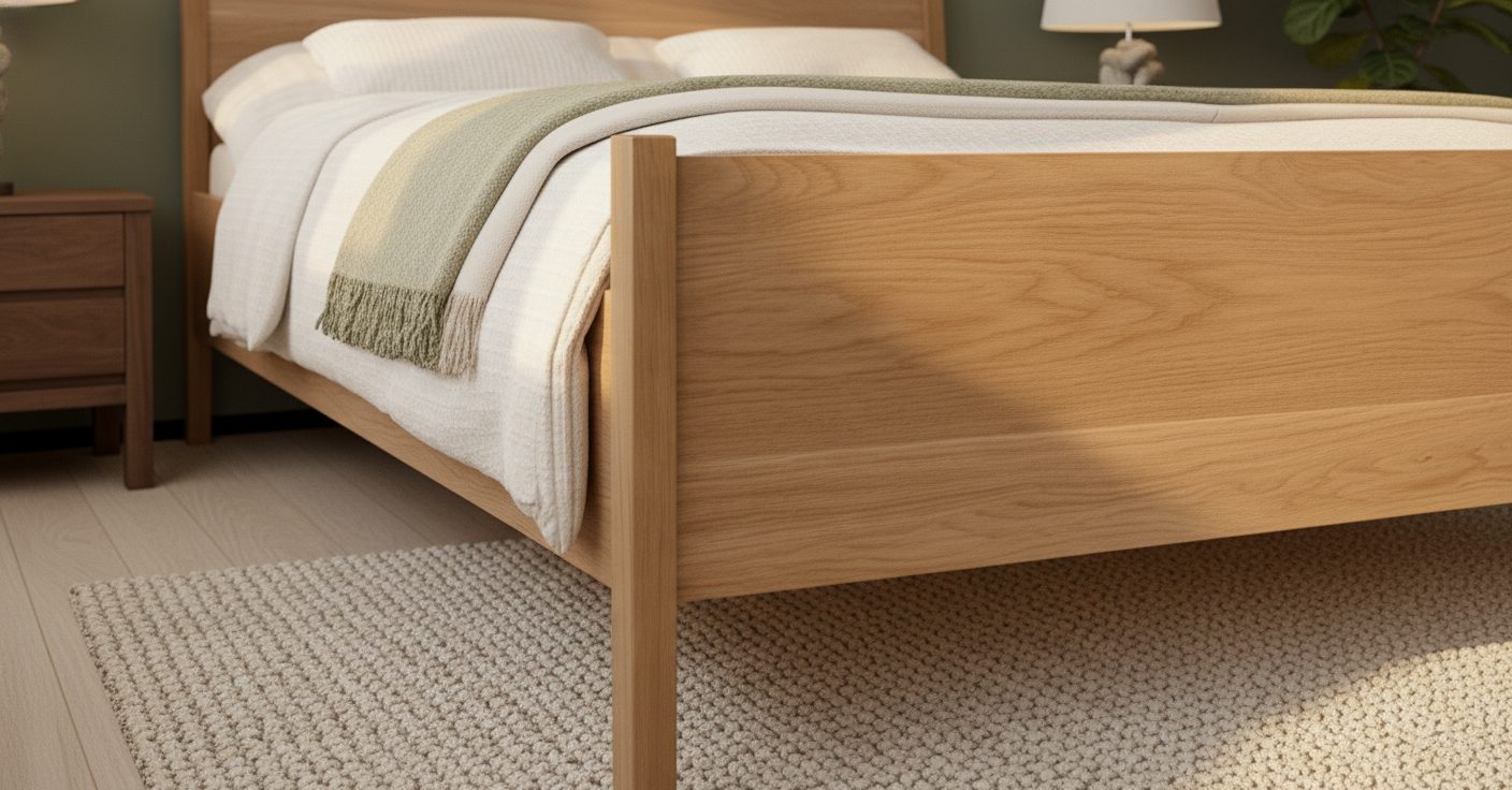 Minimalistisk seng i egetræ SARA i skandinavisk design